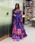 Royal Purple Floral Handwork Gown Set with Dupatta