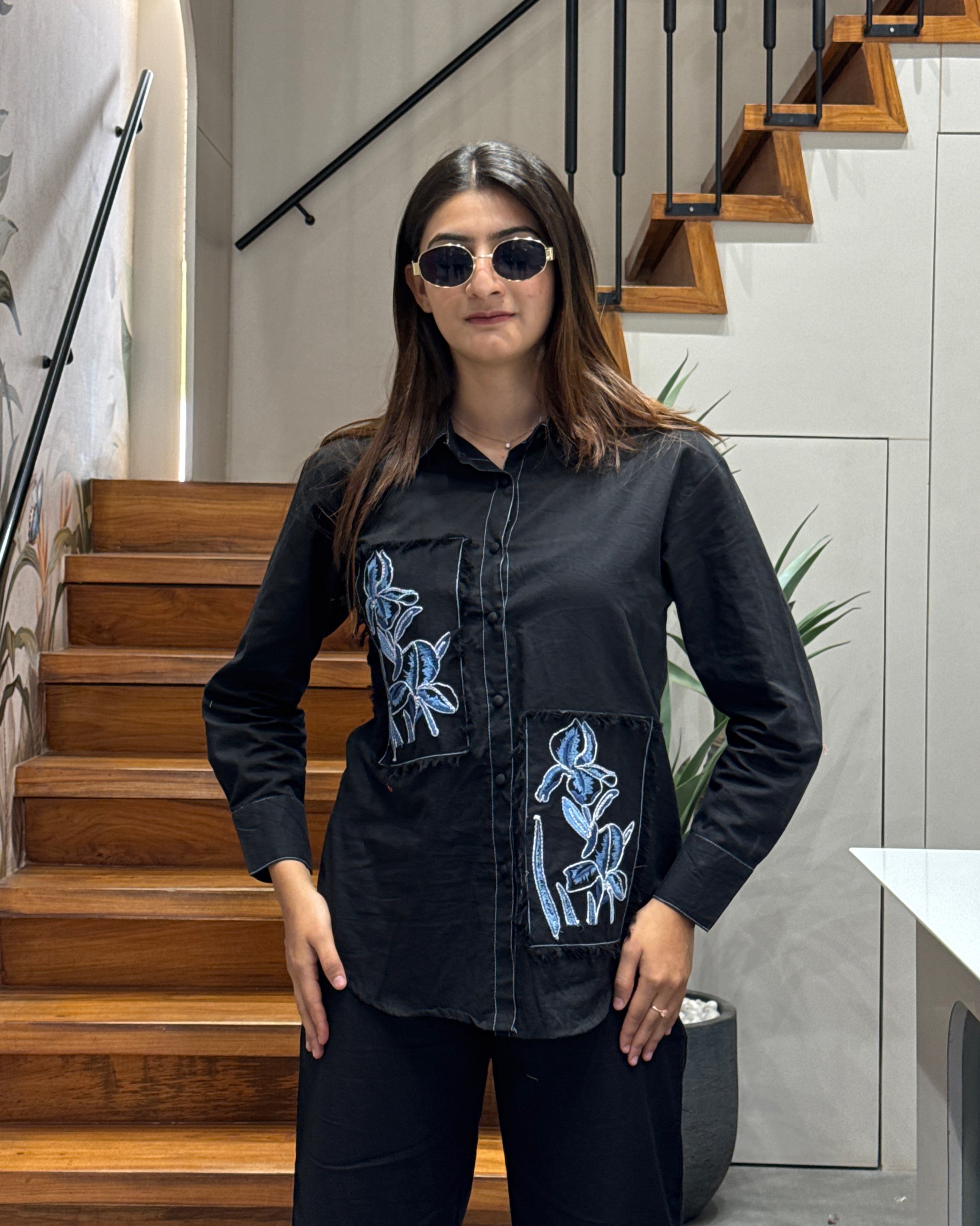 Midnight Bloom Embroidered Co-Ord Set 🖤✨