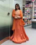 Elegant Heavy Flair Handwork Gown Set with Dupatta