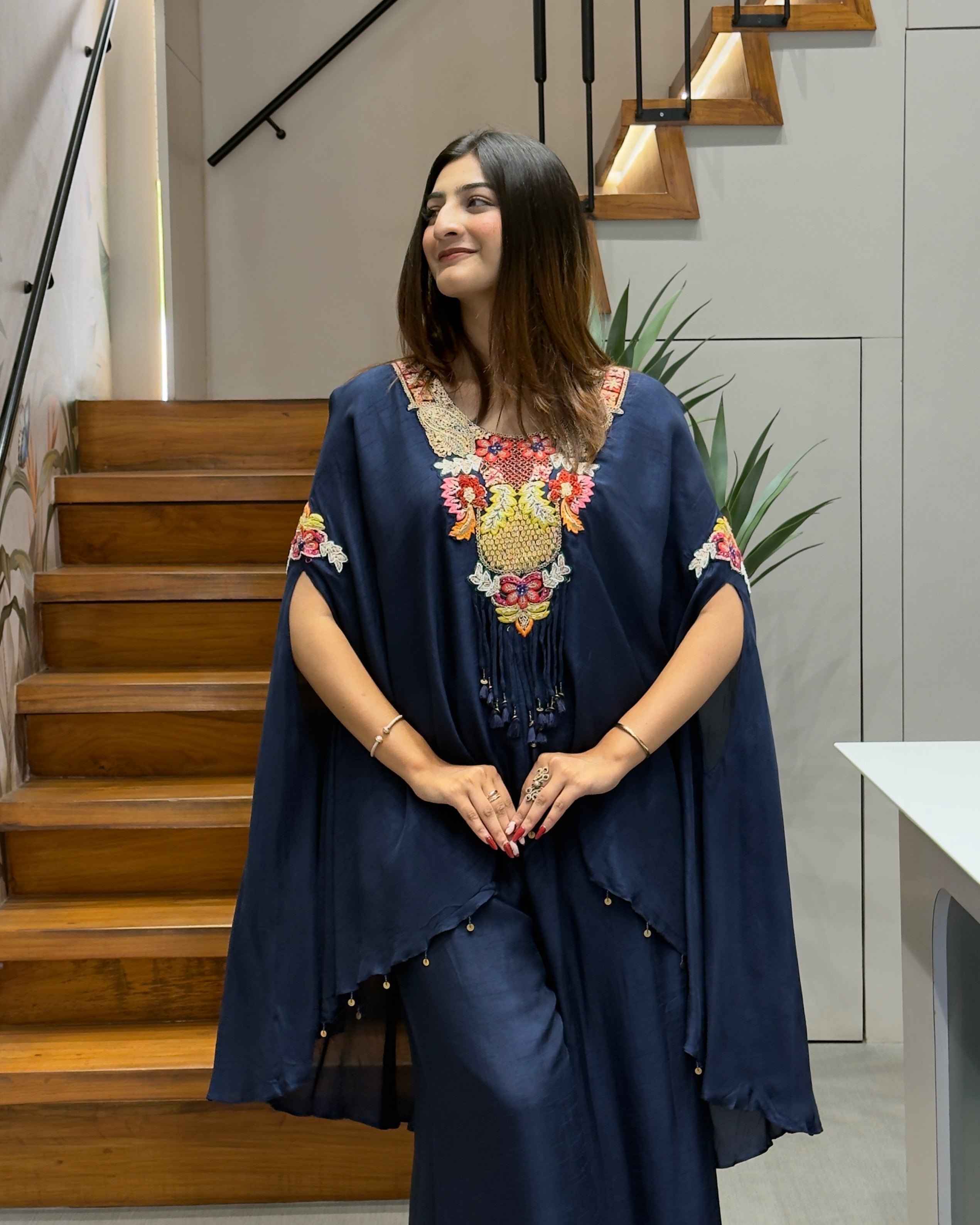 Designer Khatli Work Kaftan Palazzo Set