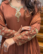 Elegant Three Piece Anarkali Suit Set with Dupatta