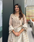 Champagne Shimmer Silk Handworked Salwar suit