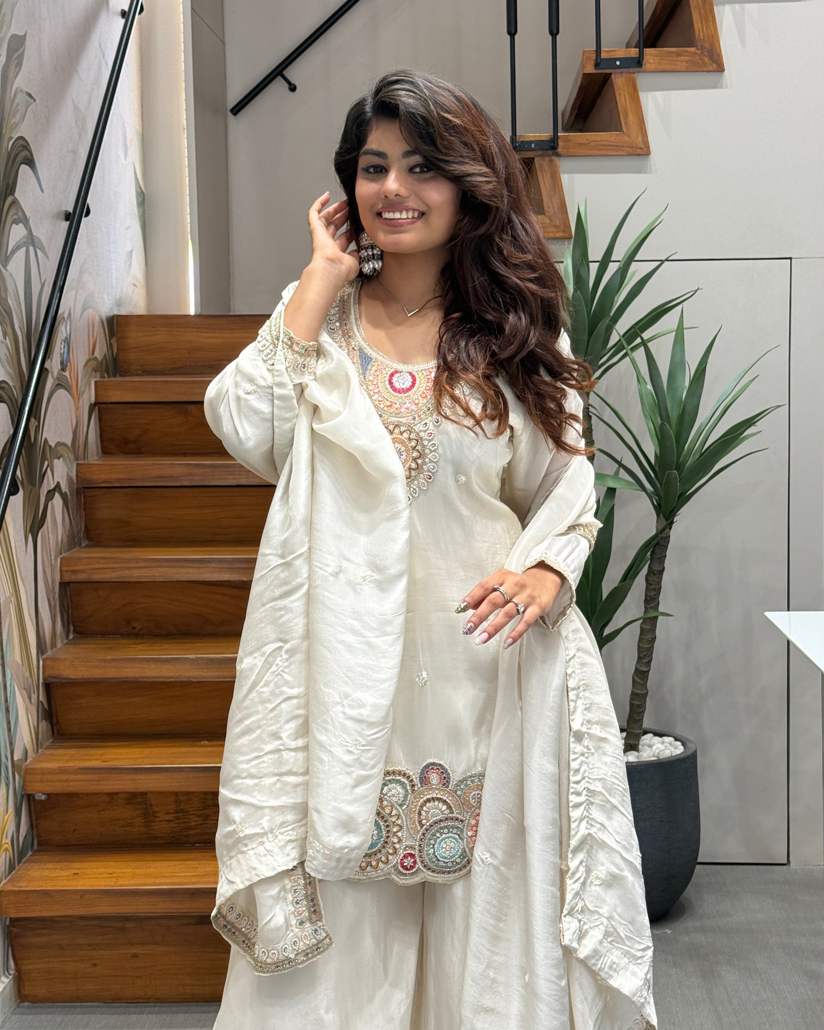 Elegant Handworked Palazzo Set with Dupatta