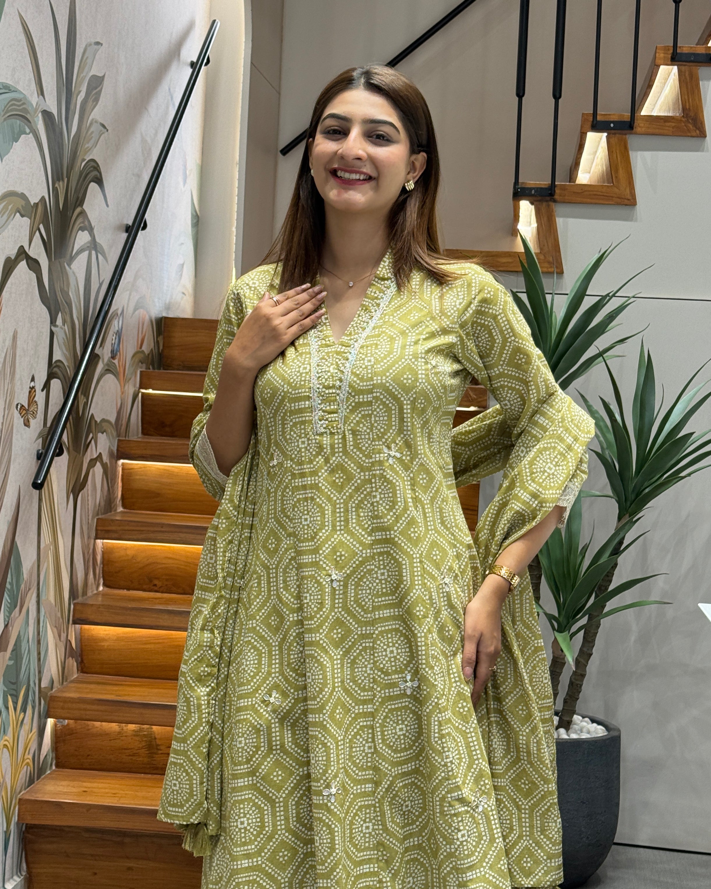 Elegant Printed Three Piece Kurti Set with Dupatta