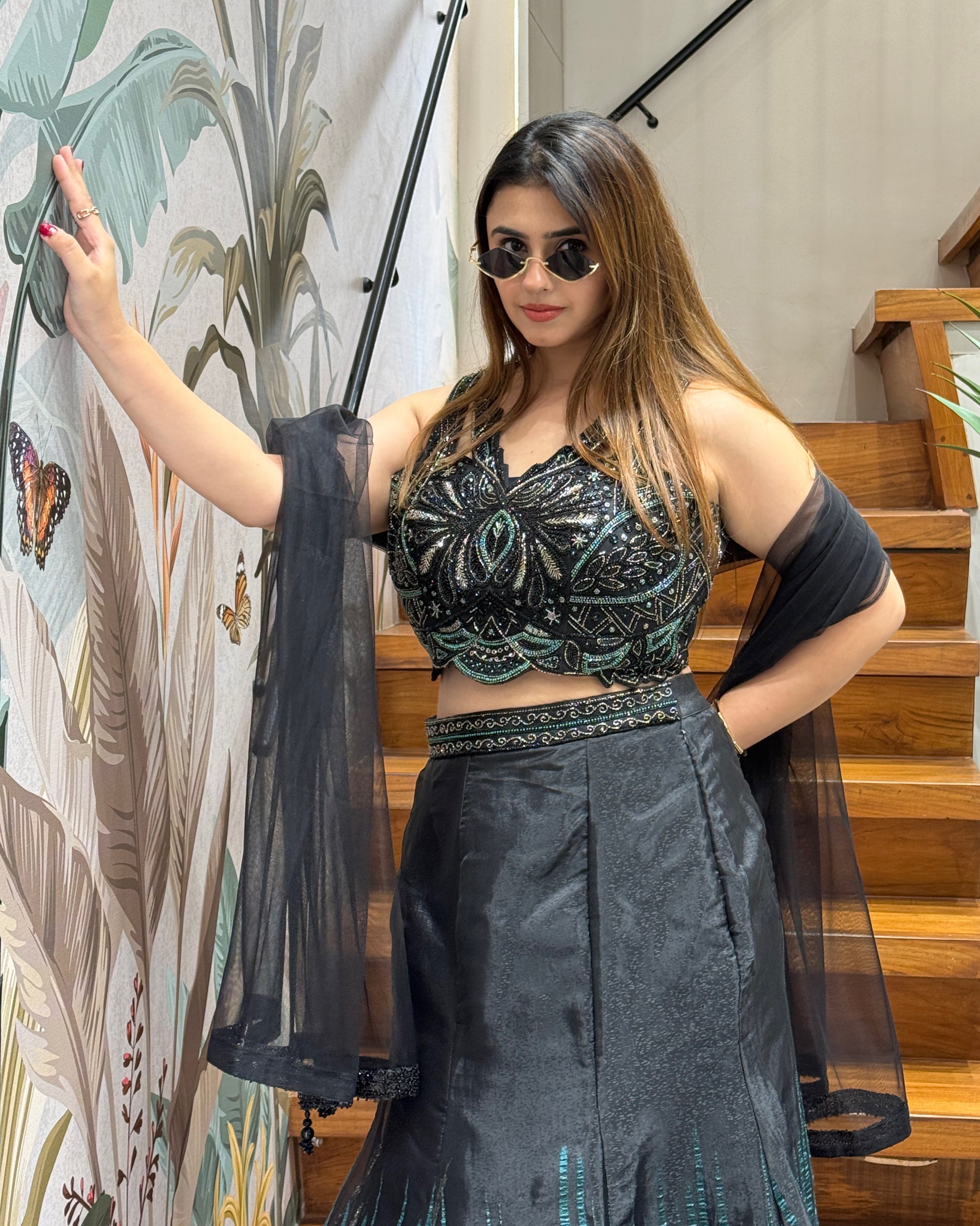Designer Indo-Western Fish Cut Lehenga Set with Dupatta