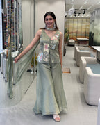 Floral Handwork Palazzo Co-Ord Set with Dupatta