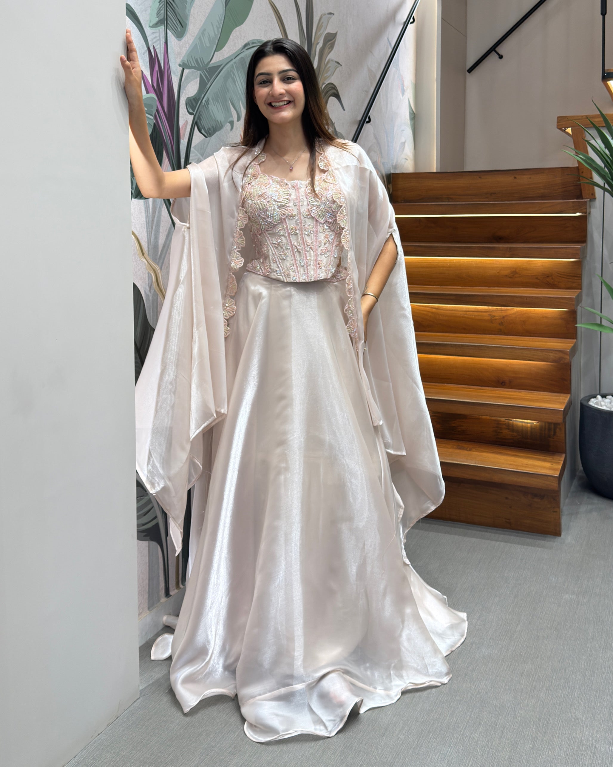 Designer Handworked Cape Style Chaniya Set with Shrug