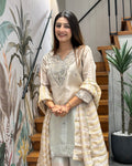 Elegant Handworked Tissue Silk Kurta Palazzo Set with Designer Dupatta