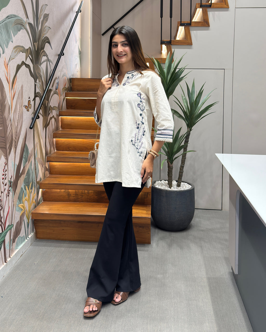 Pearl Blossom Embroidered Tunic