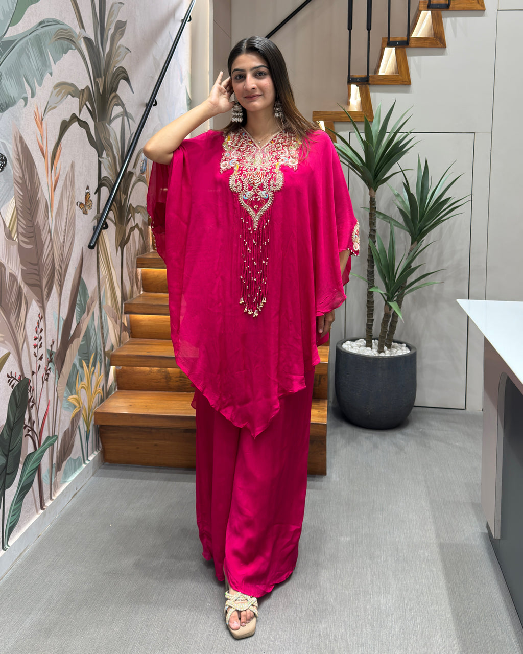 ✨ Ruby Royale Handwork Silk Kaftan Set ✨