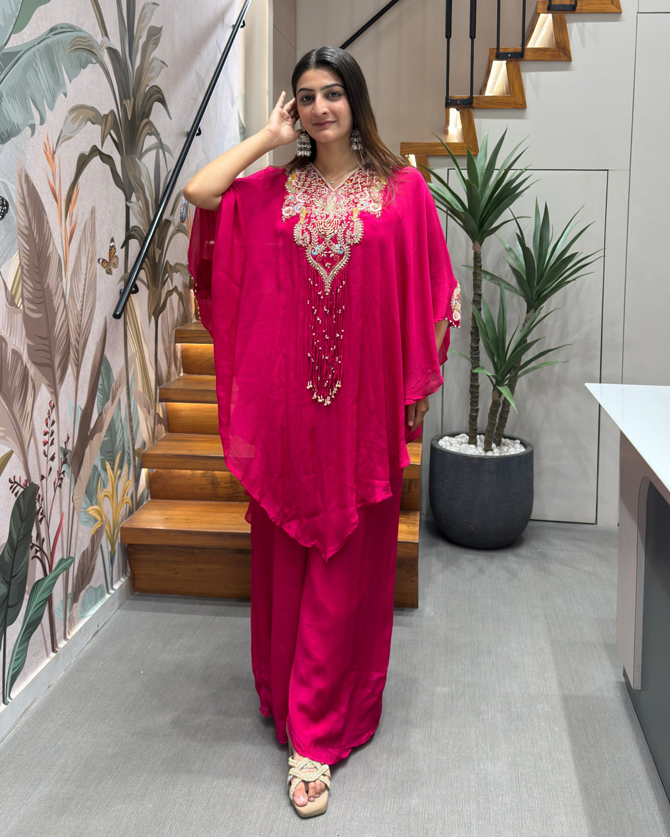 ✨ Ruby Royale Handwork Silk Kaftan Set ✨