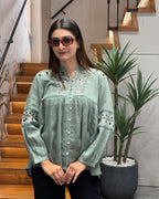 Sage Serenity Embroidered Tunic