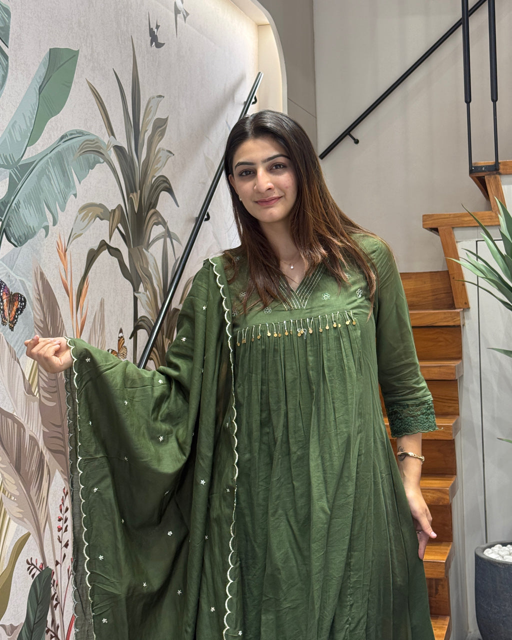 Forest Grace Embellished Kurti Set