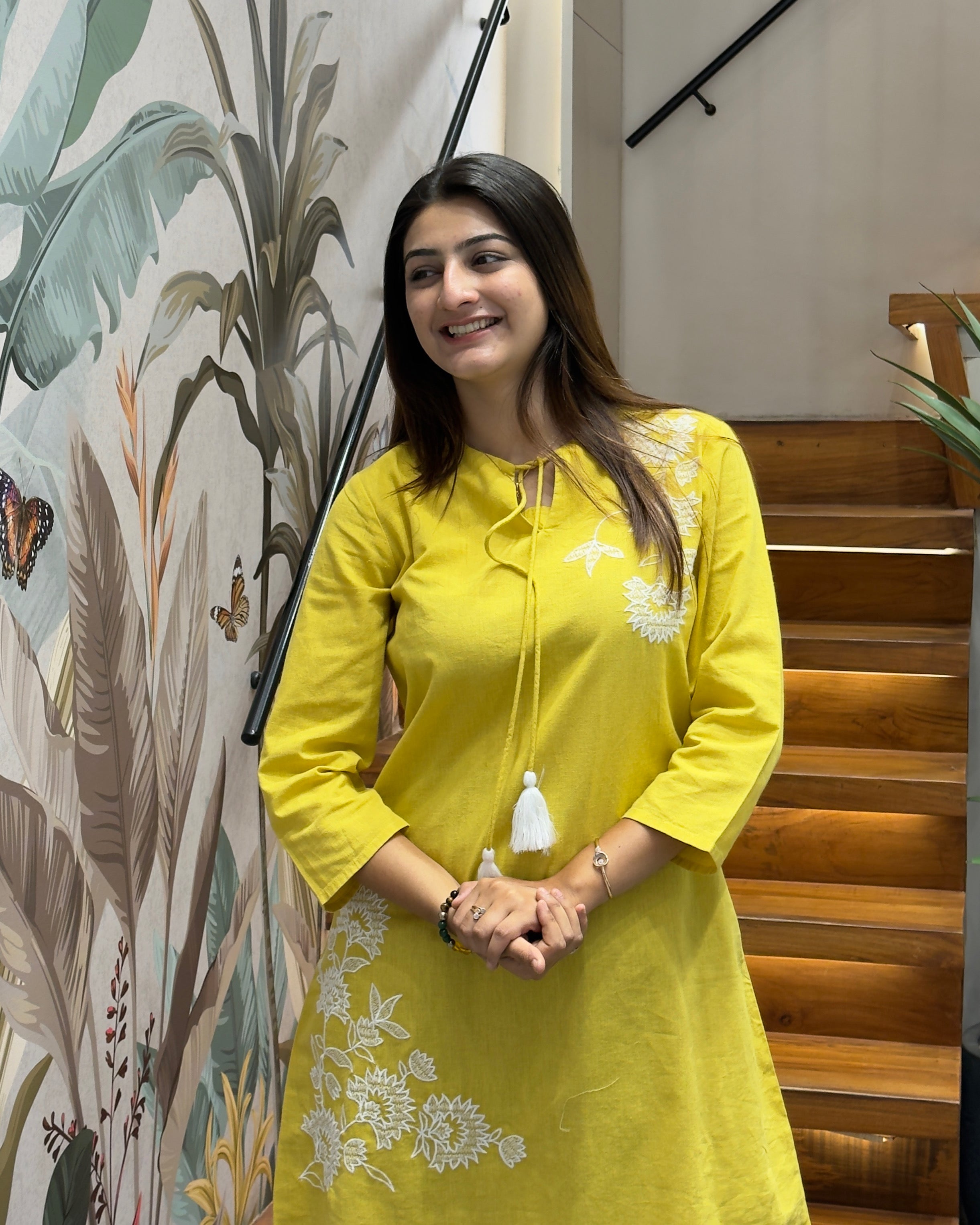 Floral Embroidered Cotton Kurti Tunic