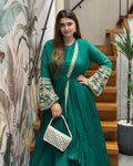 Designer Cape Style Handworked Gown