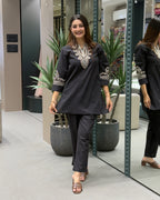 Midnight Elegance Embroidered Co-Ord Set