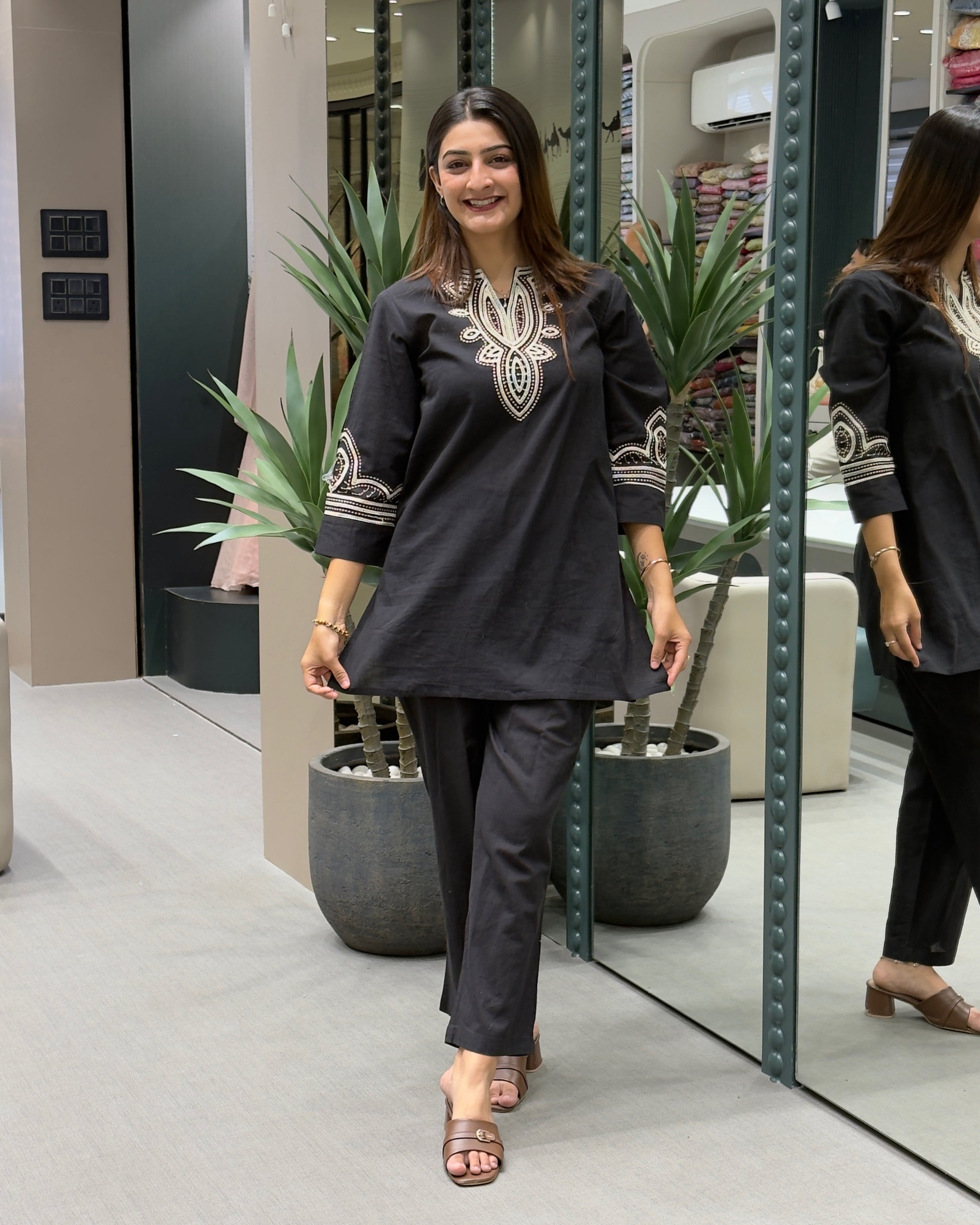 Midnight Elegance Embroidered Co-Ord Set