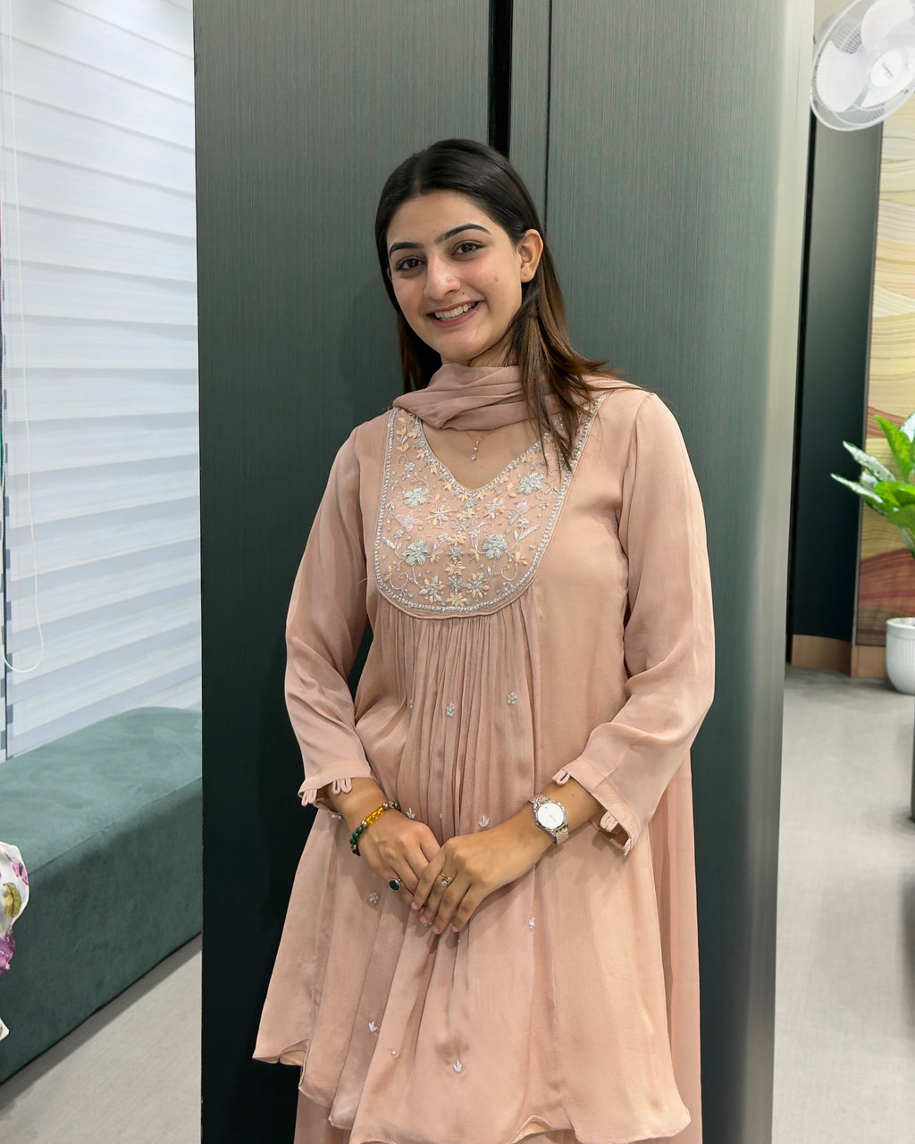 Luxury Handwork Chinon Kurta Plazo Set with Dupatta