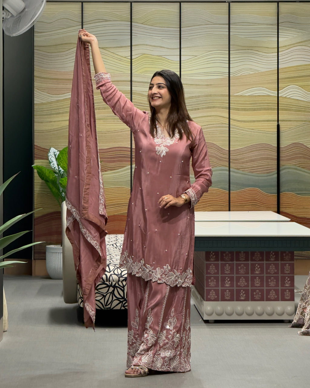 Premium Handwork Designer Kurta Set with Heavy Plazo & Dupatta