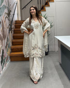 Luxury Handwork Three Piece Palazzo Set with Dupatta
