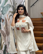 Elegant Ivory Handworked Palazzo Set with Dupatta