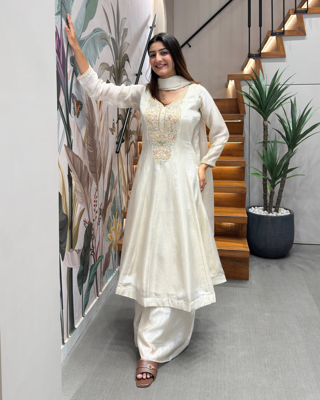 Premium Handworked Silk Kurti Palazzo Set with Dupatta