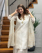 Elegant Handwork Three Piece Palazzo Set with Dupatta