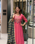 Pink with Grey Dupatta
