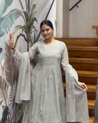 Elegant Light Grey Handworked Three Piece Set