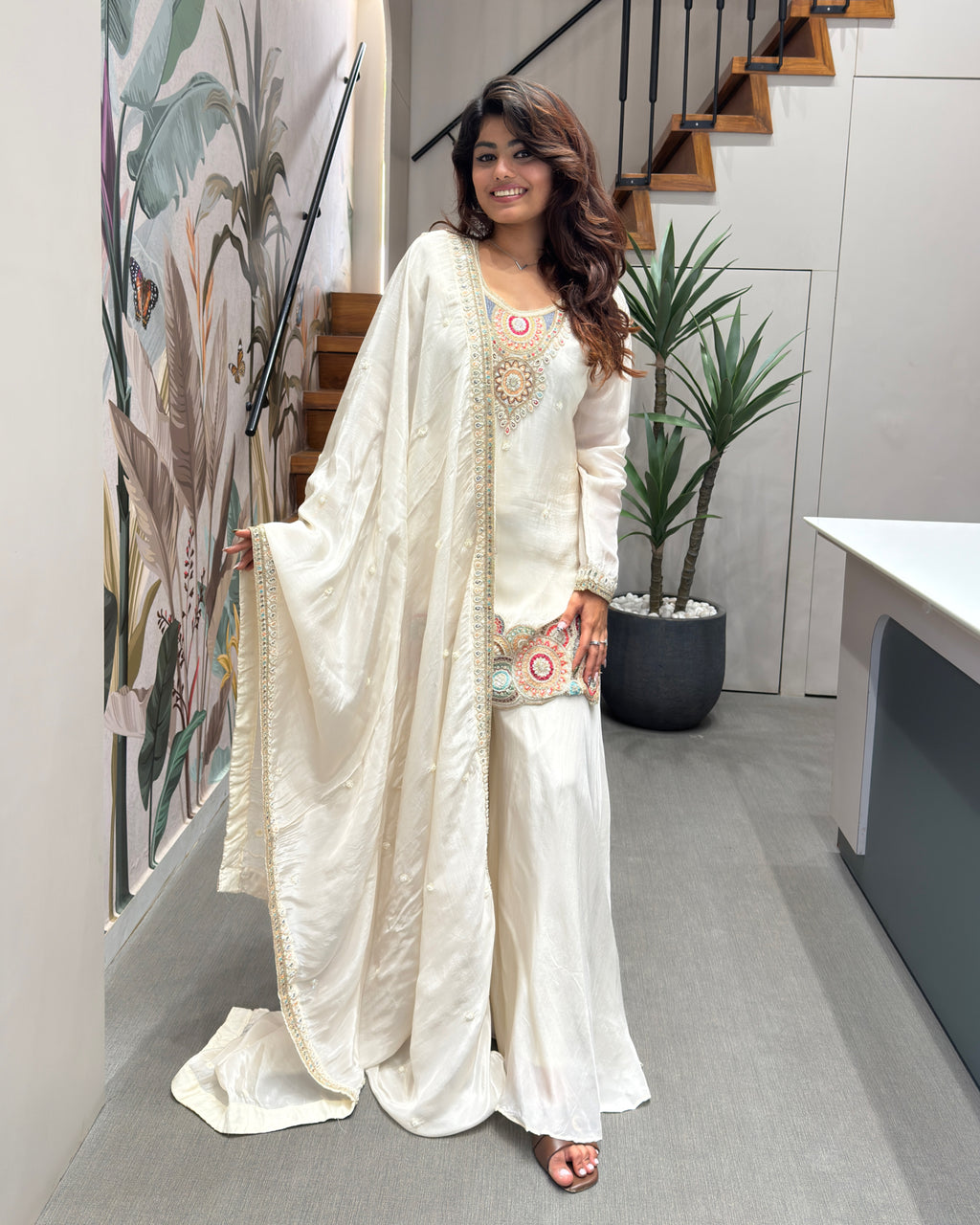 Elegant Handworked Palazzo Set with Dupatta