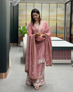 Premium Handwork Designer Kurta Set with Heavy Plazo & Dupatta