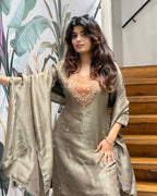 Elegant Handworked Kurti Palazzo Set with Dupatta