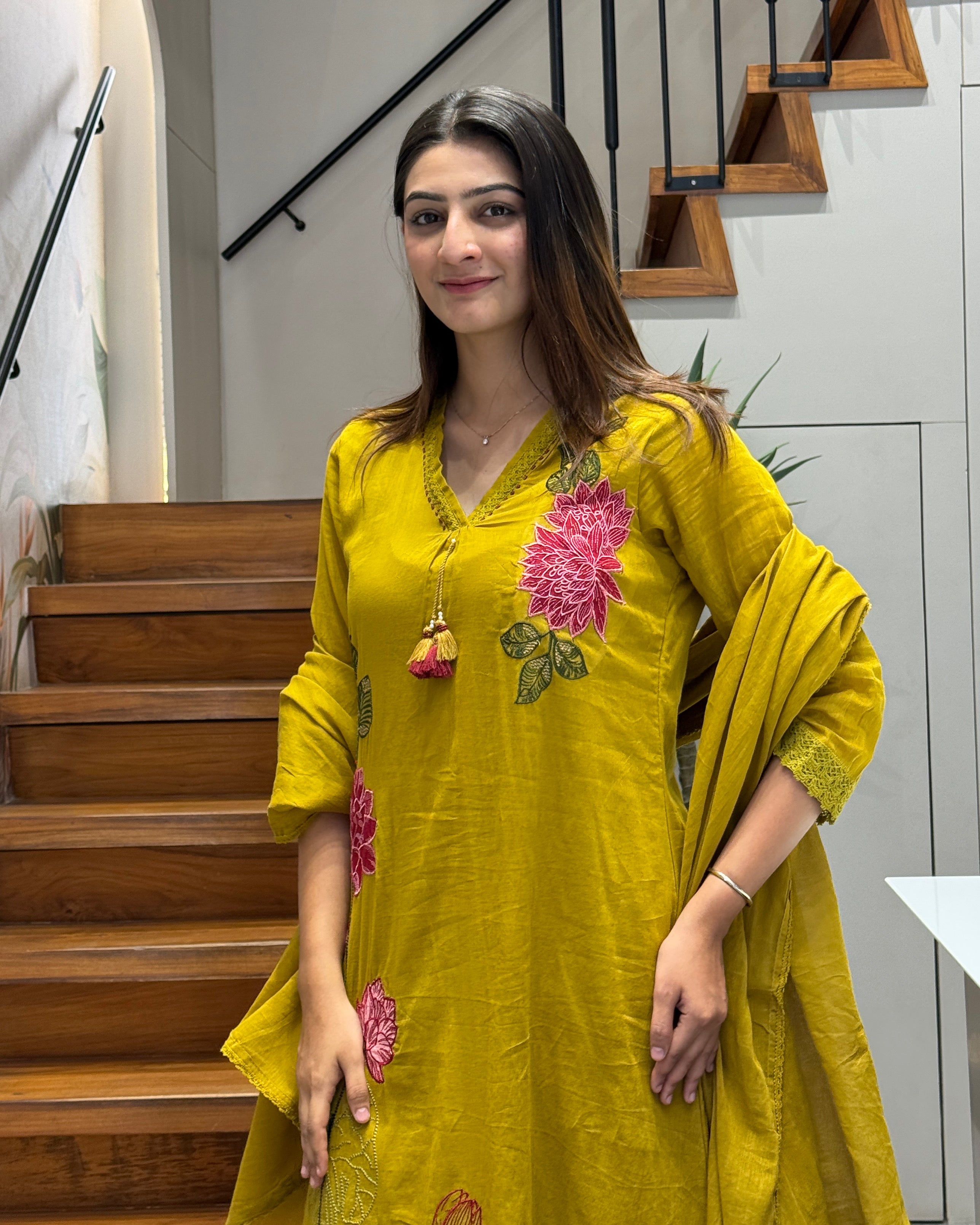 🌼 Mustard Bloom Cotton Embroidered Suit Set 🌼