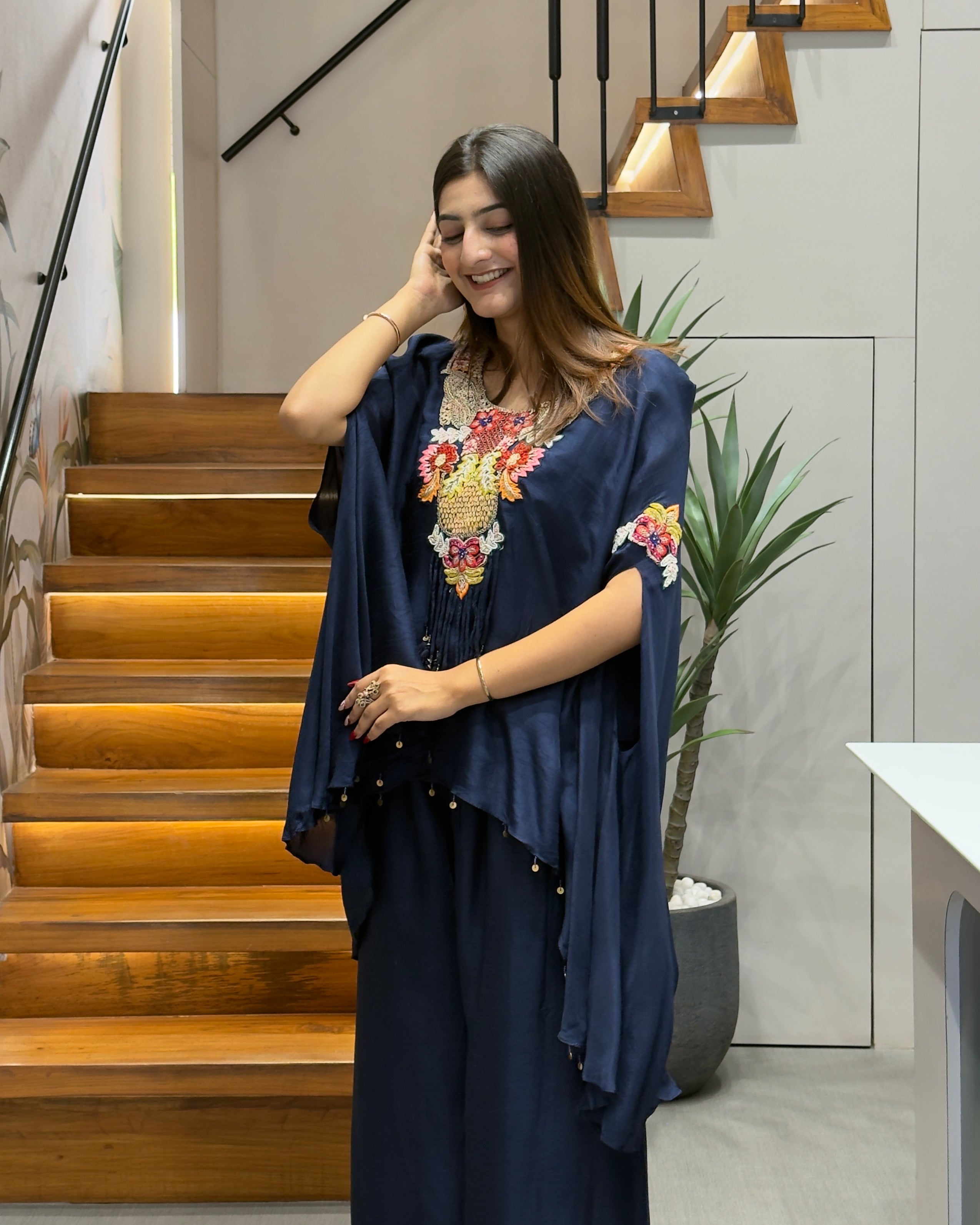 Designer Khatli Work Kaftan Palazzo Set