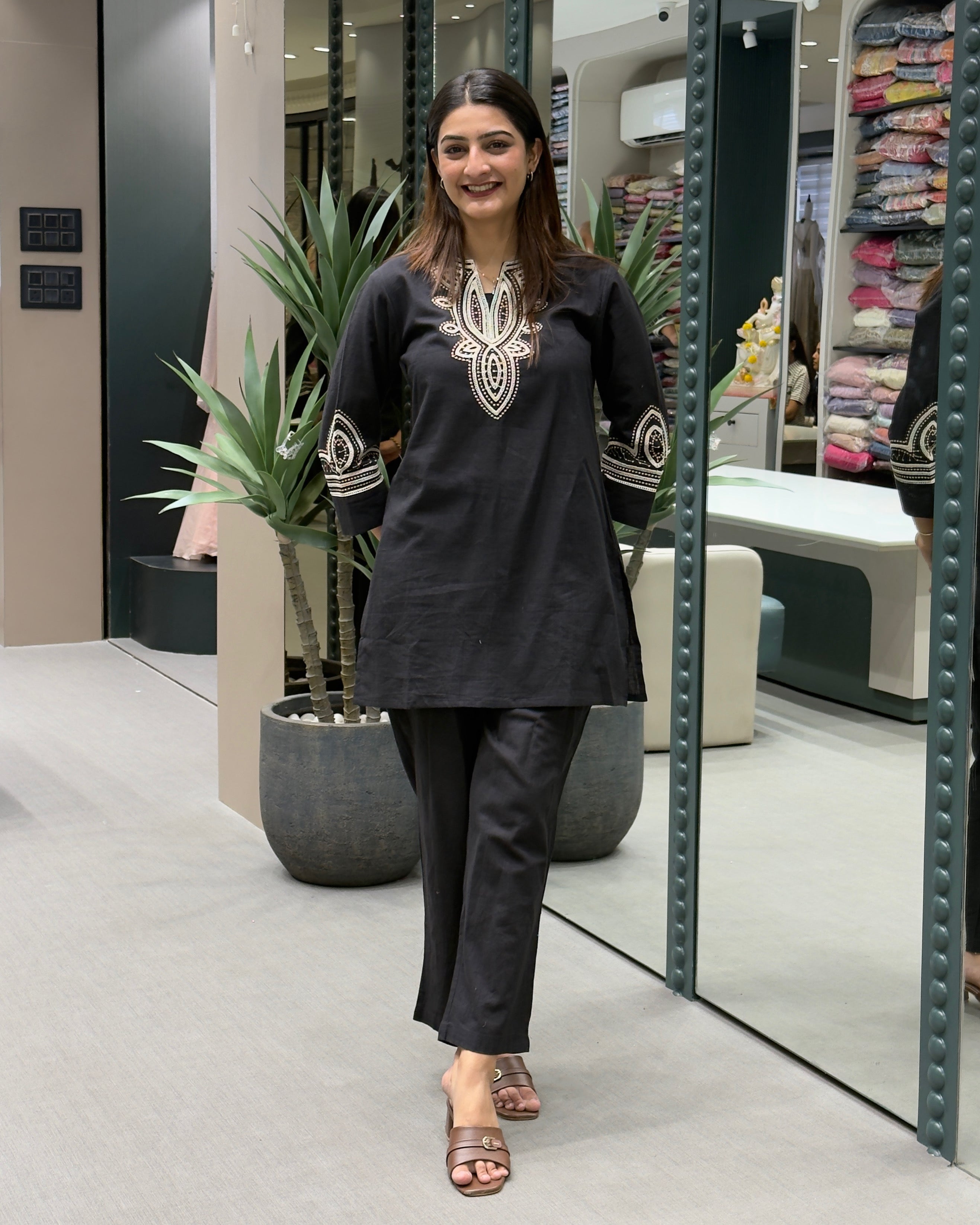 Midnight Elegance Embroidered Co-Ord Set