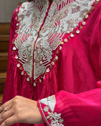Designer Rani Pink Handworked Peplum Palazzo Set