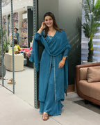 Elegant Handwork Palazzo Set with Dupatta