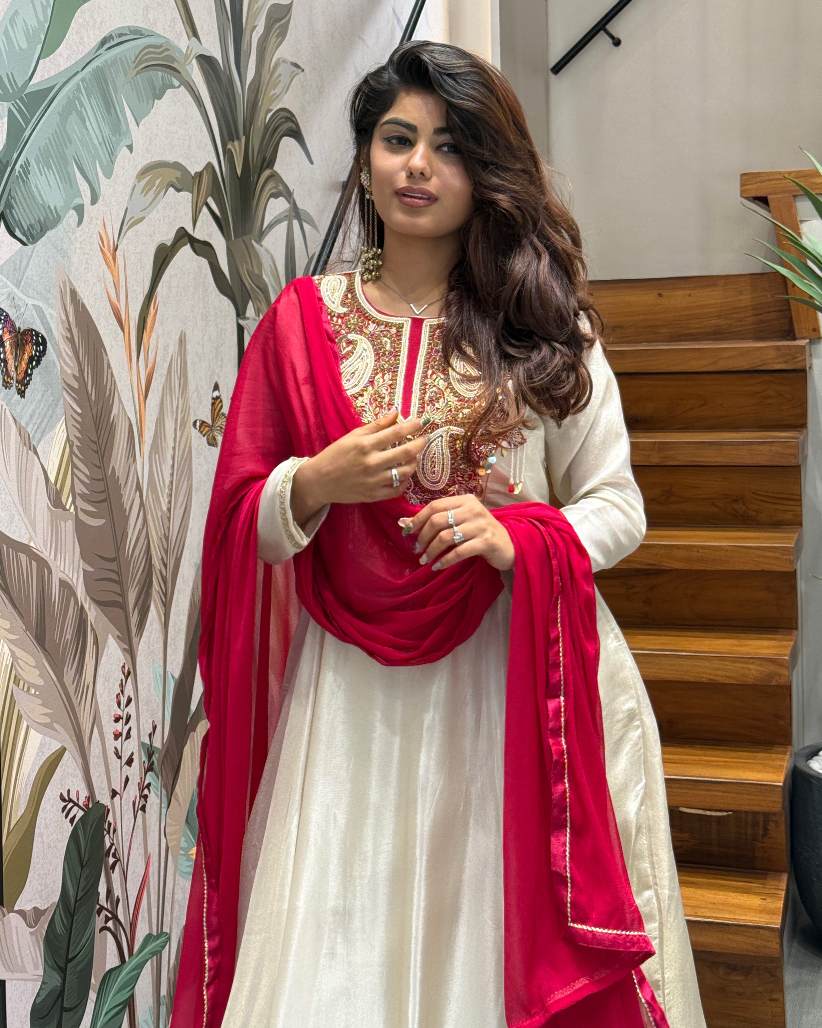 Designer Heavy Handworked Anarkali Gown with Dupatta