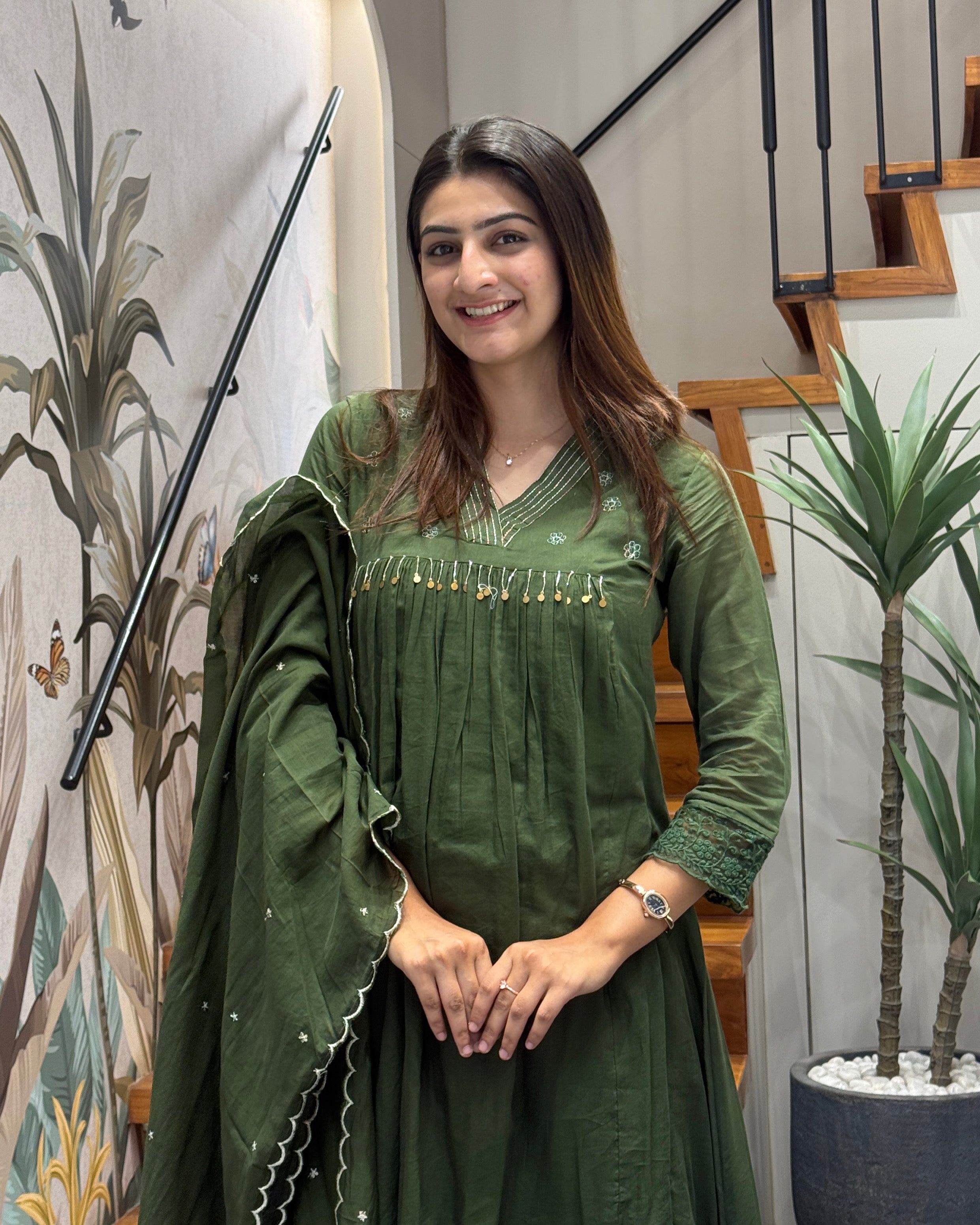 Forest Grace Embellished Kurti Set
