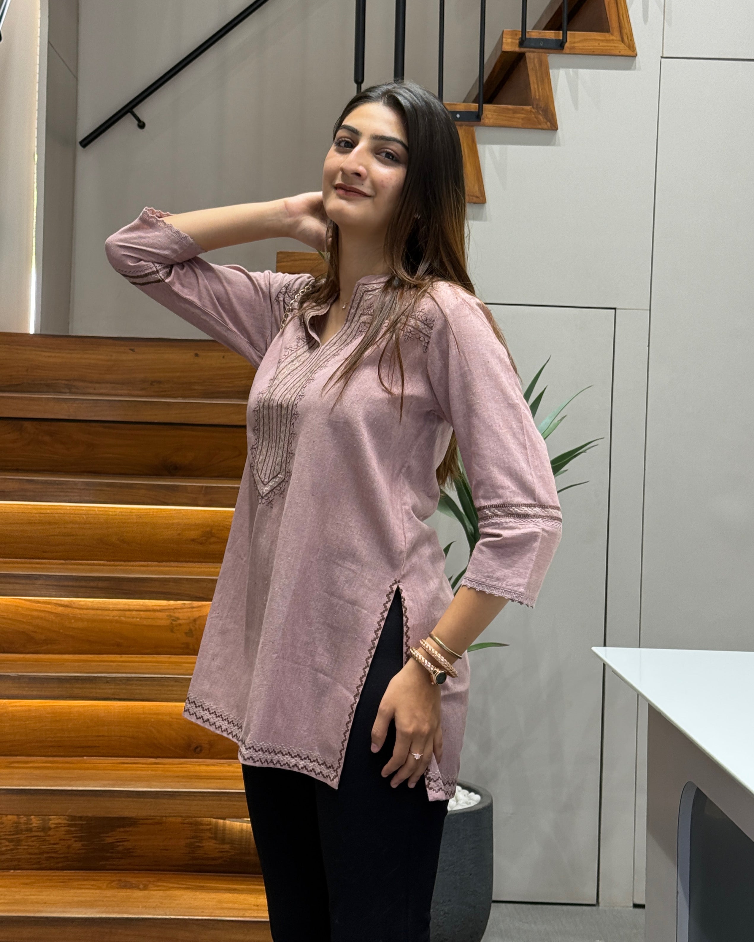 Blush Rose Embroidered Tunic