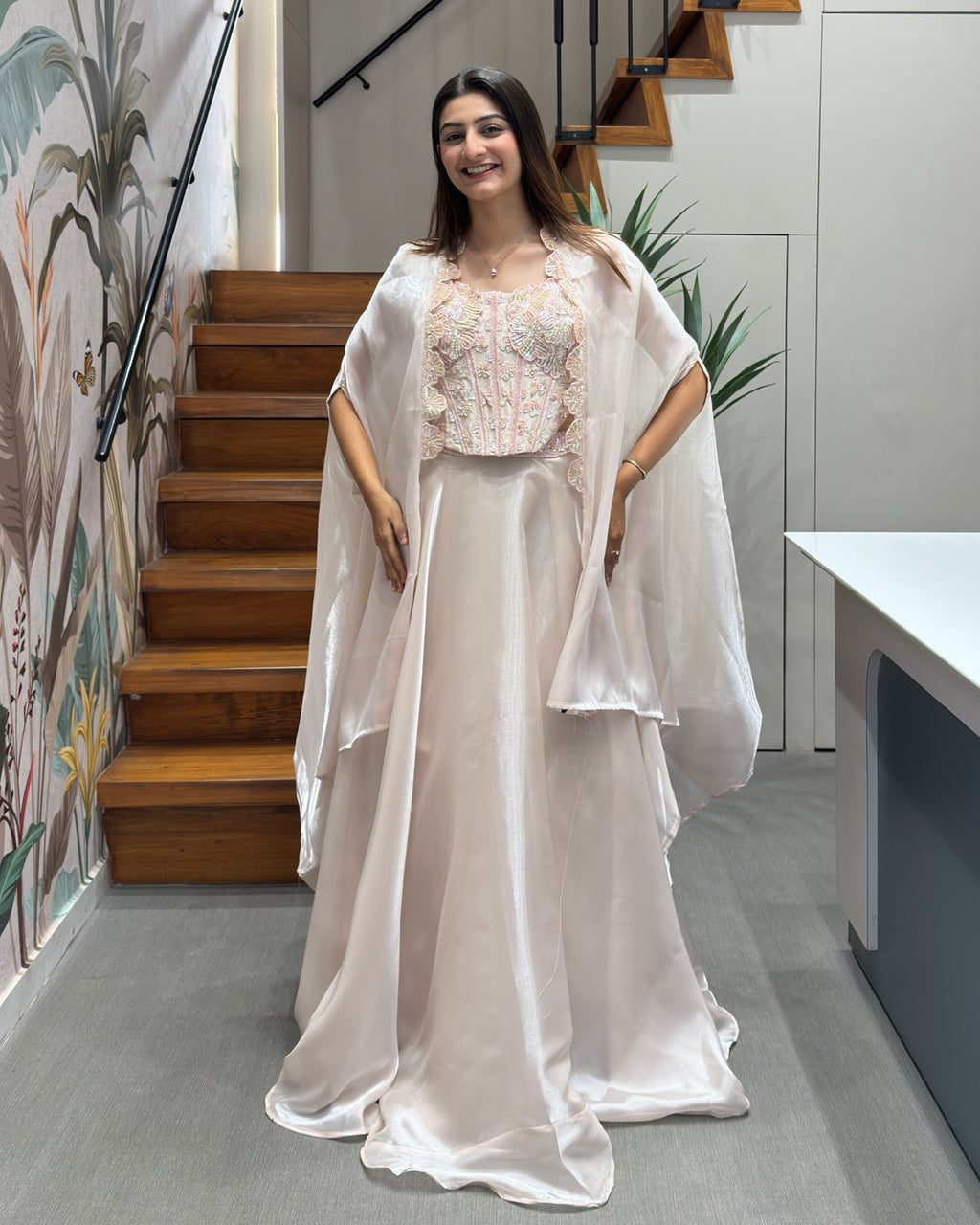 Designer Handworked Cape Style Chaniya Set with Shrug
