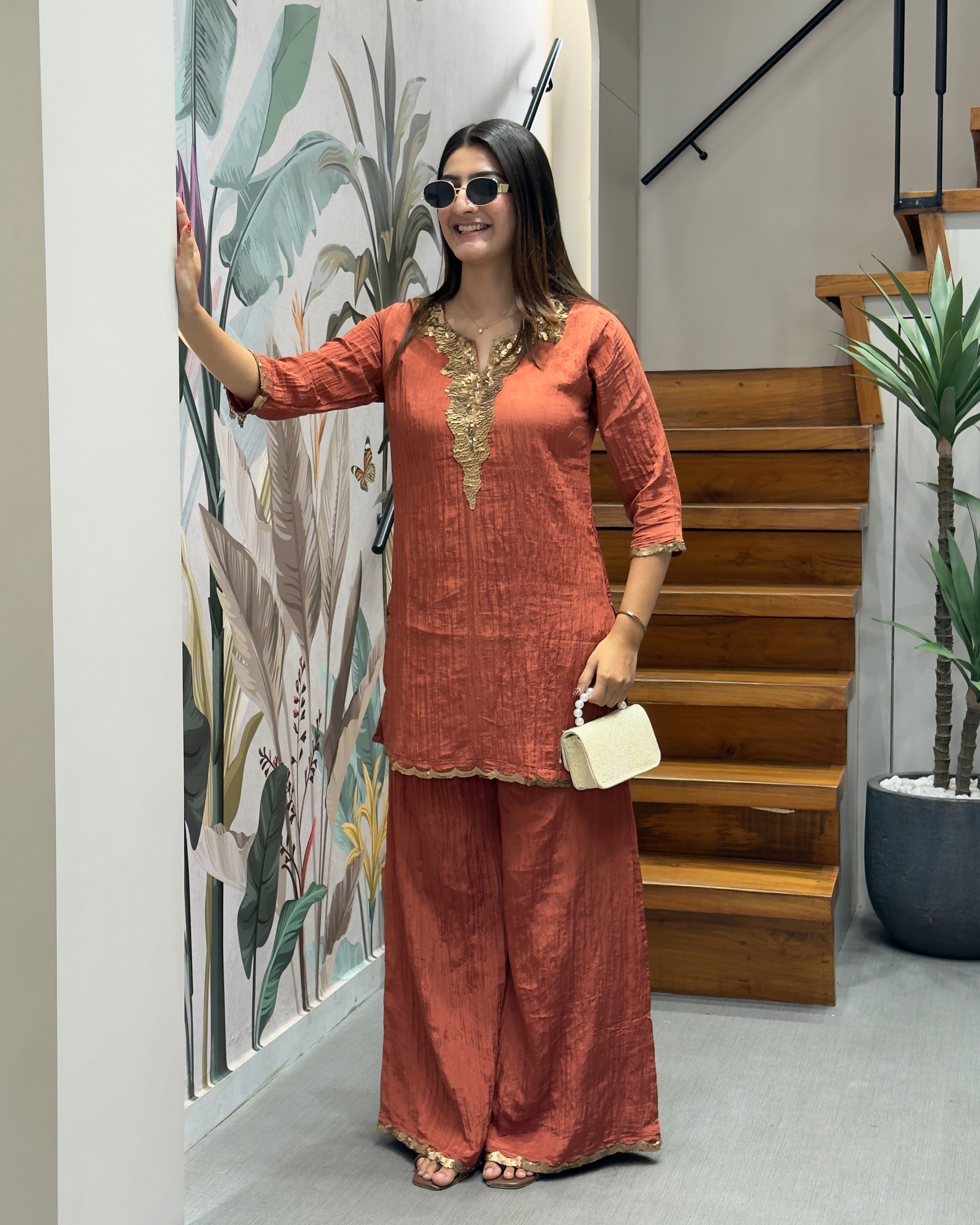 Elegant Handworked Co-Ord Set (Available in 2 Colors)