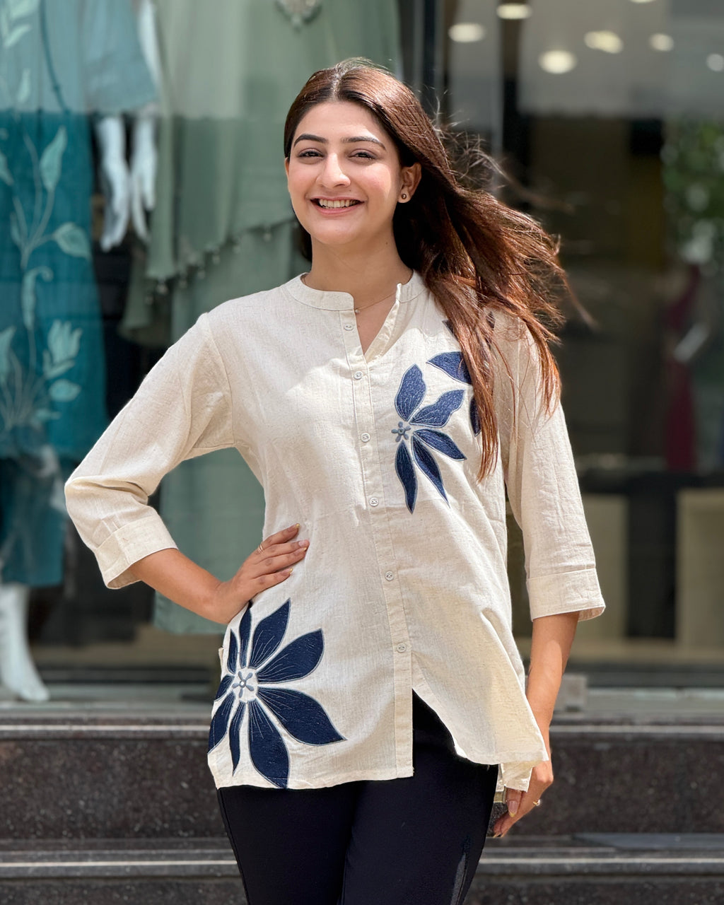 Designer Floral Appliqué Tunic
