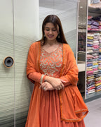 Elegant Heavy Flair Handwork Gown Set with Dupatta