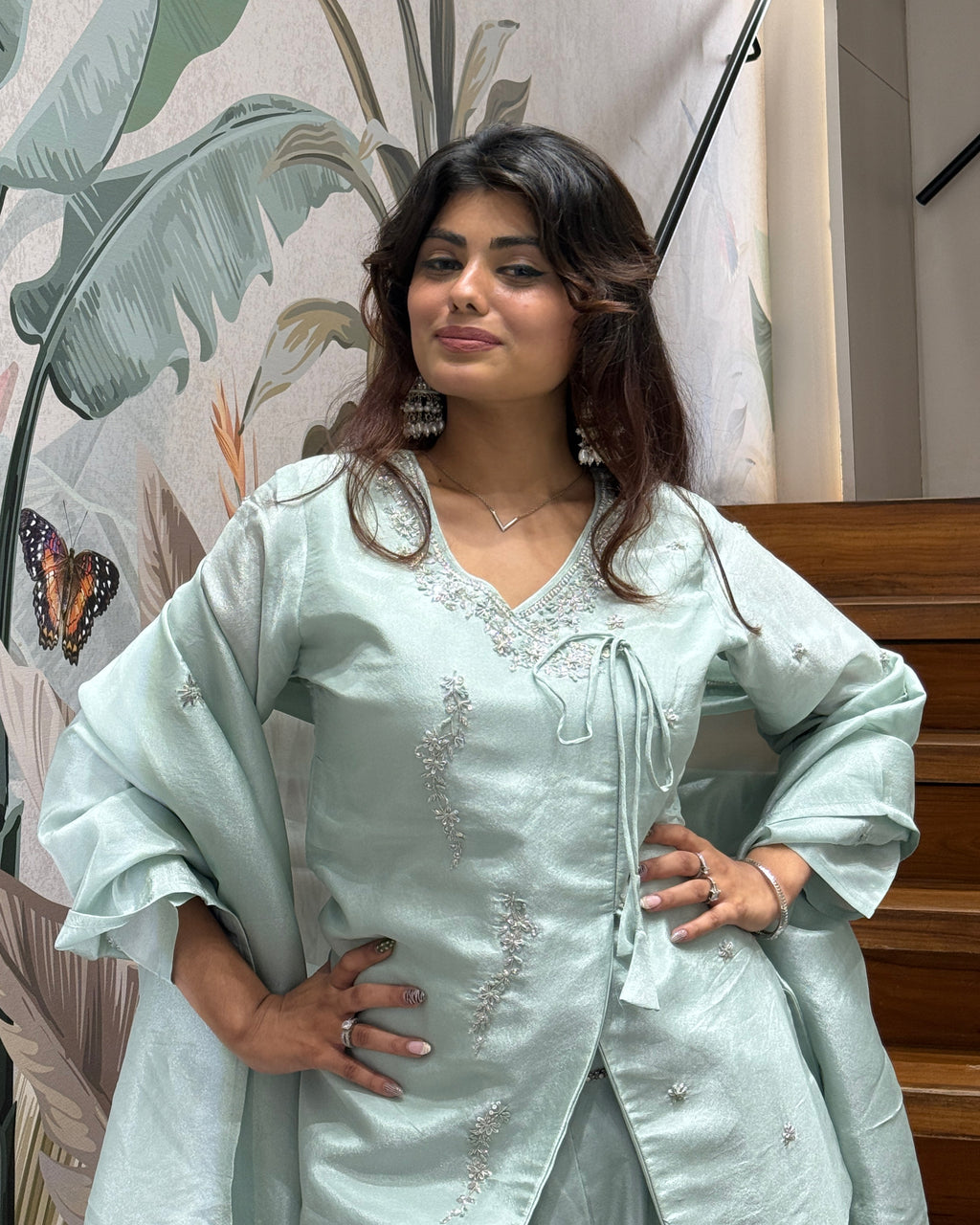 Elegant Handworked Indo Western Palazzo Set with Dupatta