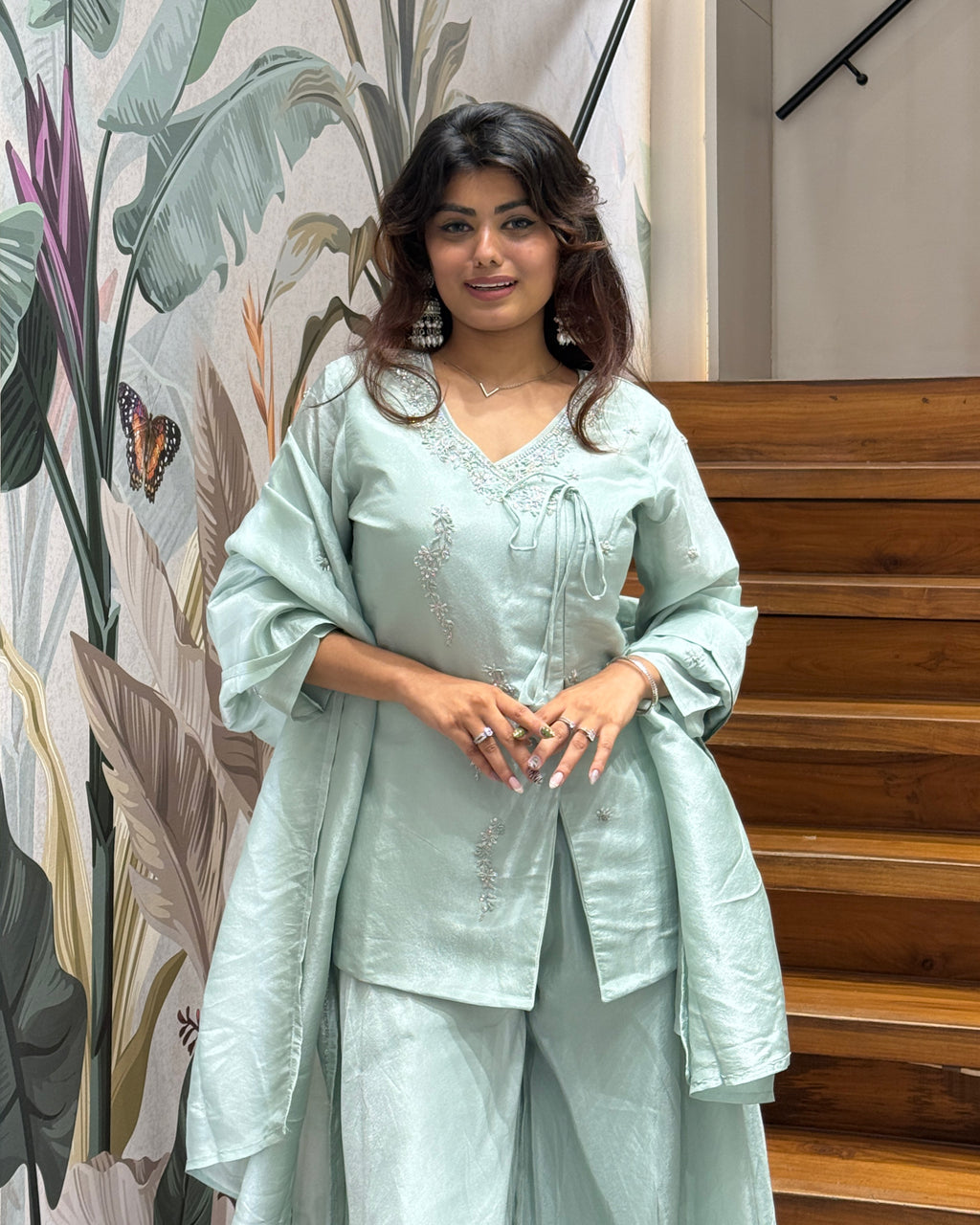 Elegant Handworked Indo Western Palazzo Set with Dupatta