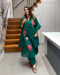 🌸 Emerald Bloom Cotton Embroidered Suit Set 🌸