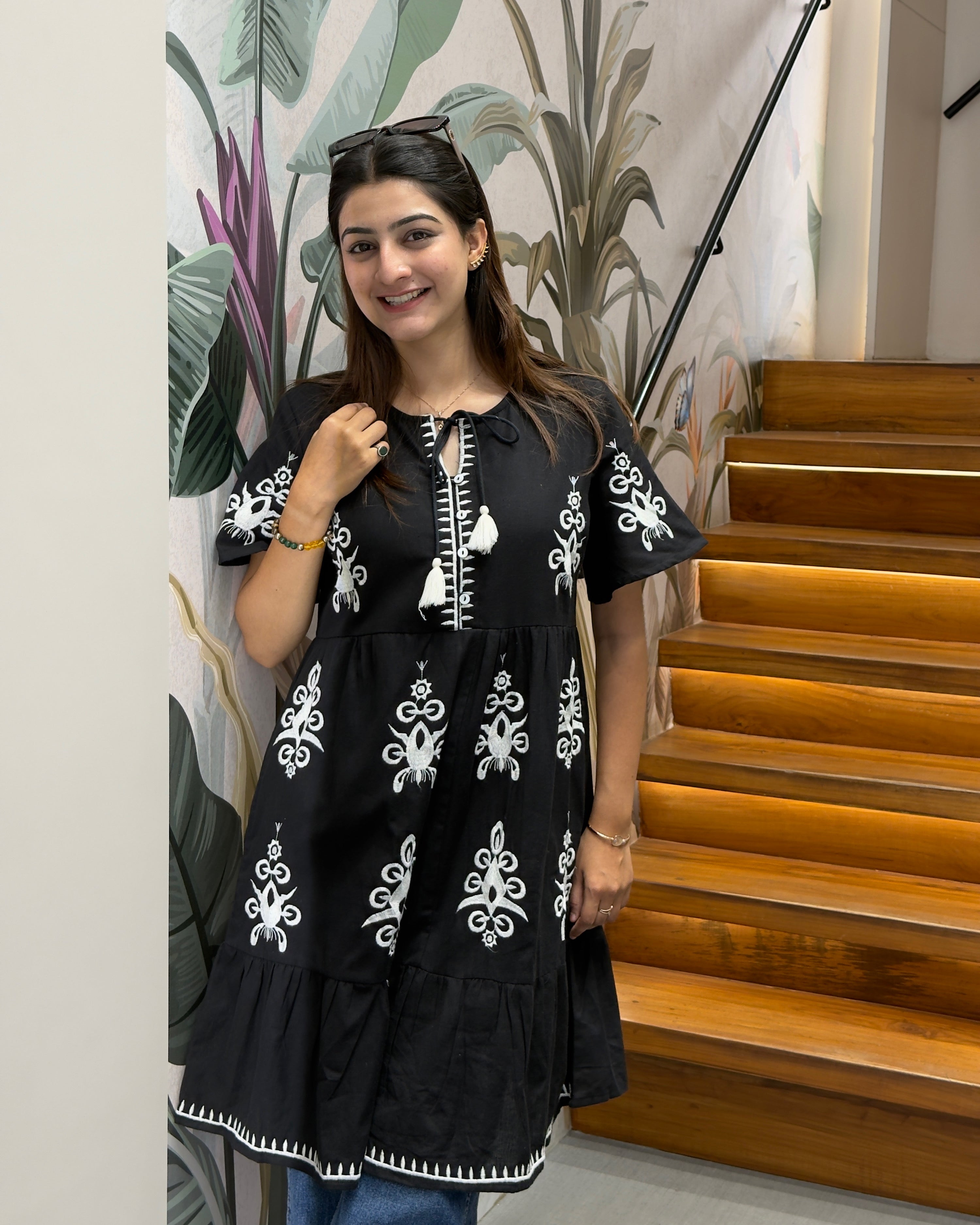 Boho Embroidered Cotton Tunic