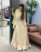 Pastel Handworked Designer Gown with Dupatta
