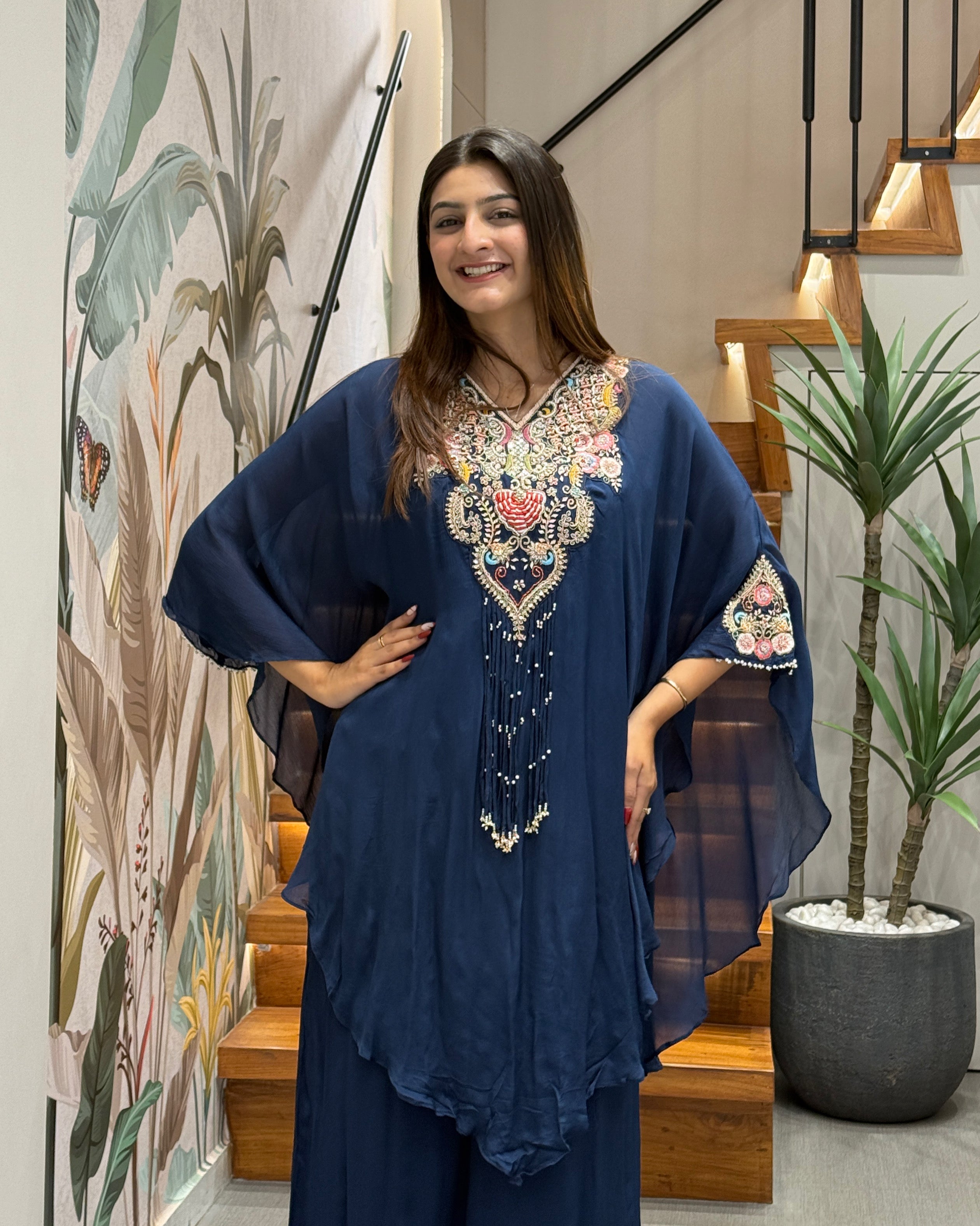 Designer Kaftan Style Palazzo Set with Khatli Work